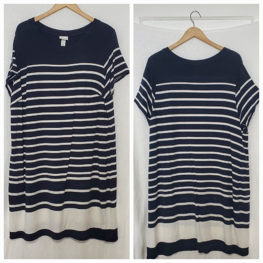 AVA & VIV Stripped Jersey Short Sleeve Dress Size 2X